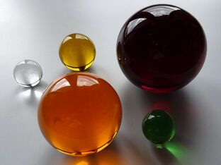 Crystal balls orange yellow green ruby